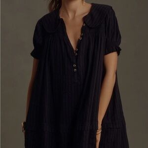 pilcro puff-sleeve collared mini dress SZ M